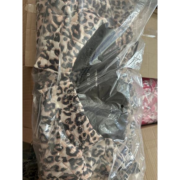 NUAGE Mixed Quilted Coat Jacket Leopard Print Scuba Hood Packable QVC Sz M - NWT - Picture 4 of 4